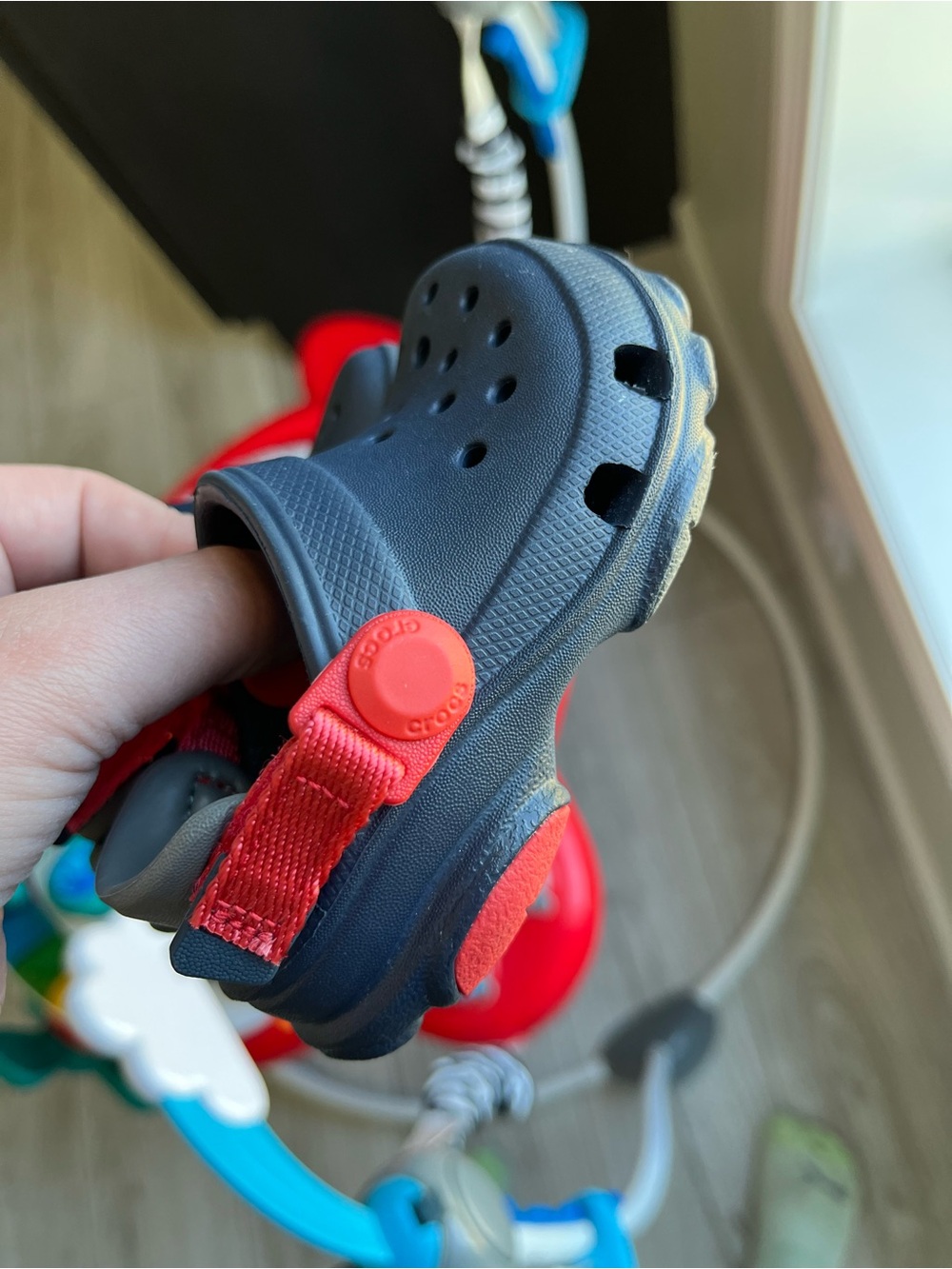 CROCS Kids Navy and Red Clog with Heel Strap